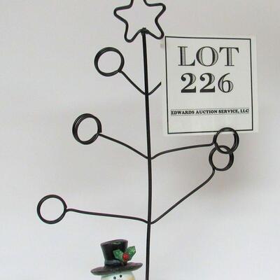 Snowman Christmas Card or Ornament Holder, Resin and Wire