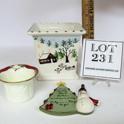 Christmas Votive Cup, Pfaltzgraff Yuletide Pattern, Flower Pot, Ceramic Days Until Christmas Snowman