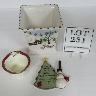 Christmas Votive Cup, Pfaltzgraff Yuletide Pattern, Flower Pot, Ceramic Days Until Christmas Snowman