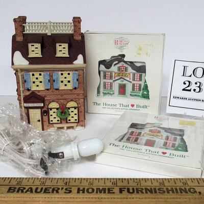 Vintage Dept 56 Disney Village House With Light and 2 Dept 56 House Plastic Ornaments