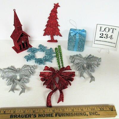 Fun Lot of Colorful Plastic Glitter Christmas Ornaments