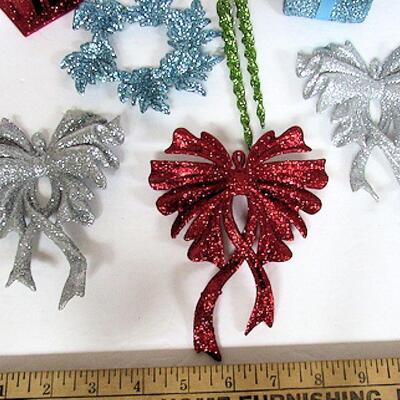 Fun Lot of Colorful Plastic Glitter Christmas Ornaments