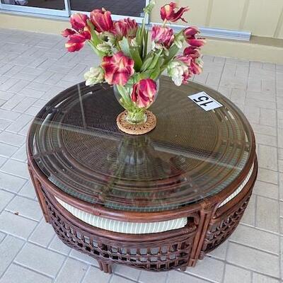 LOT#15P: Wicker and Rattan Table and Chairs