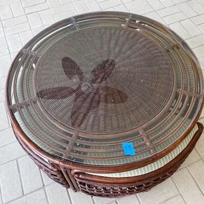 LOT#15P: Wicker and Rattan Table and Chairs