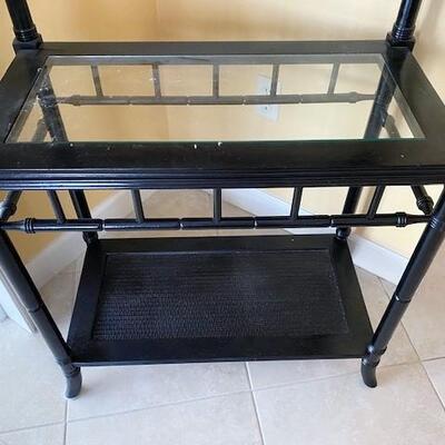 LOT#23D: Rattan and Glass Shelf