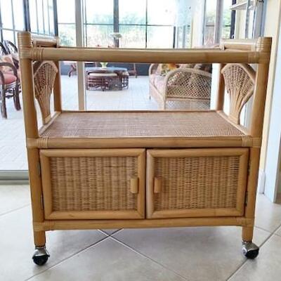 LOT#24D: Rattan Rolling Cart