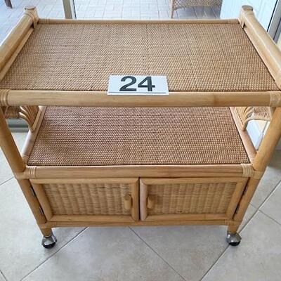 LOT#24D: Rattan Rolling Cart