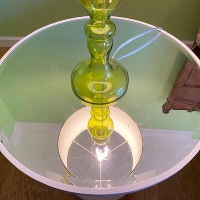 LOT#56B2: Contemporary Mirrored Pedestal Table (lamp NOT built in)