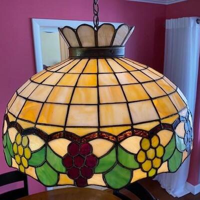 LOT#77D: Vintage Stained Glass Chandelier