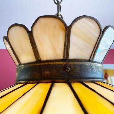 LOT#77D: Vintage Stained Glass Chandelier