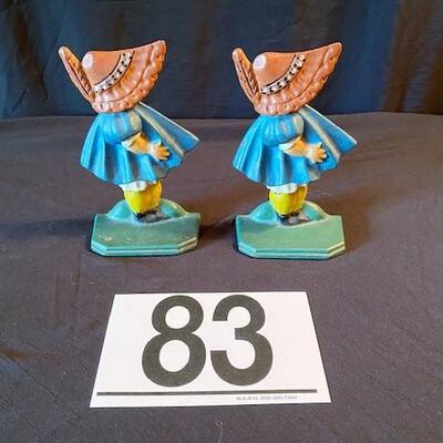 LOT#83D: Pair of Hubley Cast Iron Sunbonnet Sue Bookends