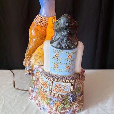 LOT#156L: Antique Faience Style Lamp