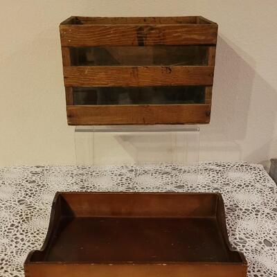 Lot 15: Wood Storage Box - 1 Primitives and 1 Dovetail Documents Tray