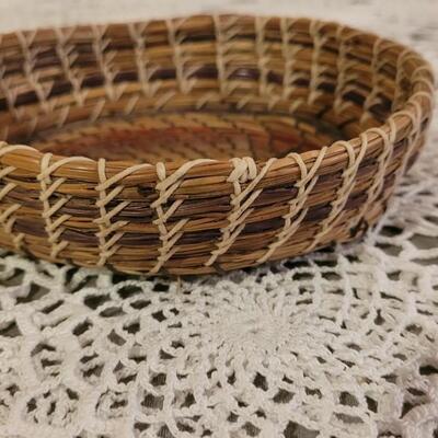 Lot 20: Vintage Coiled Basket and Wood & String Sculpture