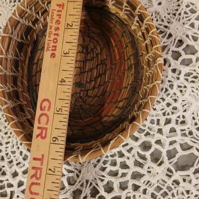 Lot 20: Vintage Coiled Basket and Wood & String Sculpture