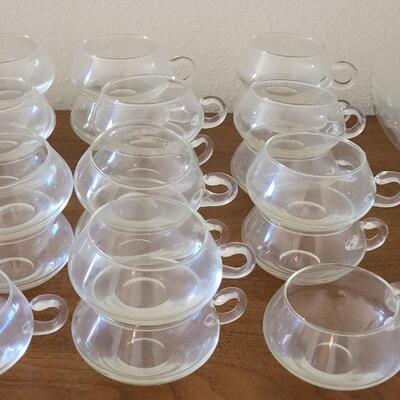 Lot 32: Mid Century Modern Reikes-Crisa Punch Bowl, 22 Cups, Original Glass Ladel and 2 Plastic Ladels & Cup Hooks