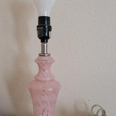 Lot 34: Pink Blown Glass Lamp