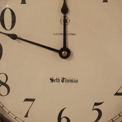 Lot 80: Vintage Seth Thompson Electronic Strike Clock (Back needs repair)