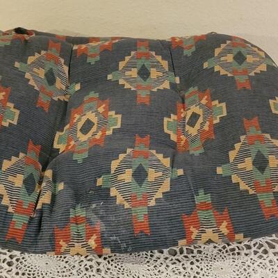 Lot 94: (4) Southwest Print Seat Cushions (one is missing ties)
