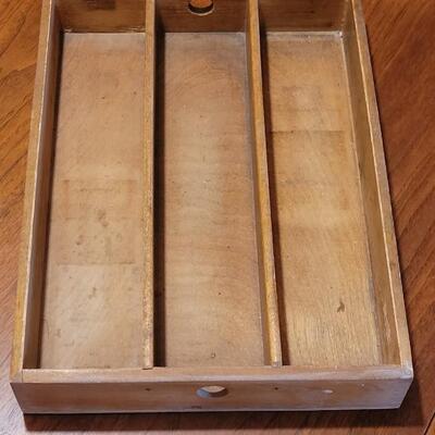 Lot 96: Vintage Dovetailed Wood Flatware or Organizer Box