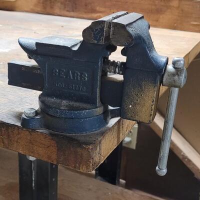 Lot 229: Vintage Sears Blue 3.5" Bench Vise - Made in the USA