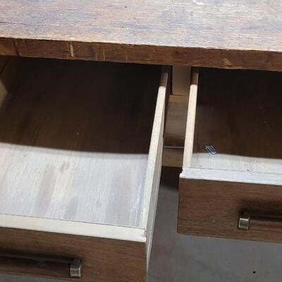 Lot 230: Vintage 3 Drawer Work Bench (Vises not included)