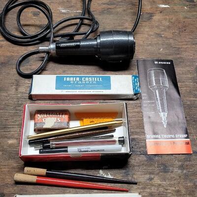 Lot 234: Vintage Bruning Electric Drafting Eraser and other Drafting Items