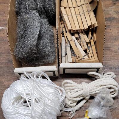Lot 238: Clothespins, Rope, String and Steel Wool
