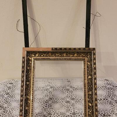 Lot 293: Antique Wood Gold Gilt Picture Frame and Black Decorative Frame