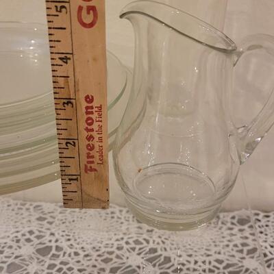 Lot 296: Vintage Glass Plates (made in Mexico), Glass Pitcher and Glass