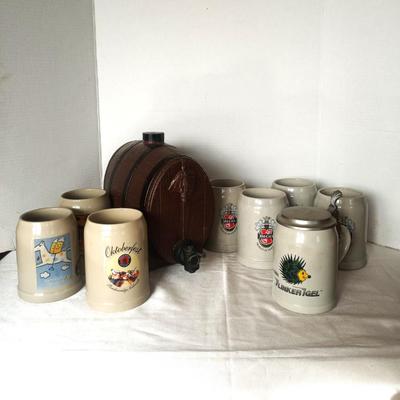 BEER STEINS AND BARREL DISPENSER
