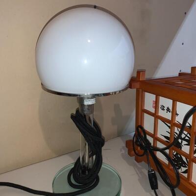 Desk lamp and sculpture