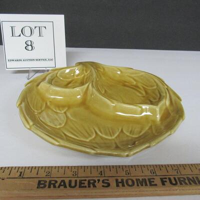 Vintage Belmar of California Pottery Divided Relish Dish Leaf Shaped