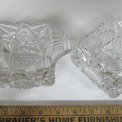 Vintage Pressed Glass Square Fancy Sugar and Creamer Set