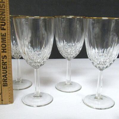 Set of 4 Crystal Goblets With Gold Rim