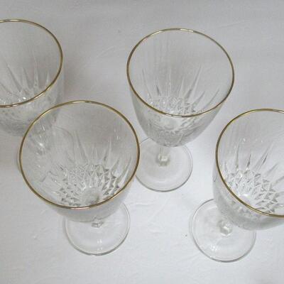 Set of 4 Crystal Goblets With Gold Rim