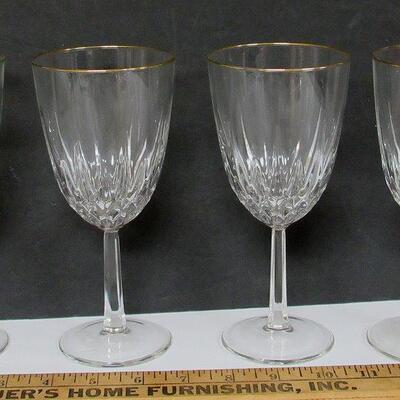 Set of 4 Crystal Goblets With Gold Rim