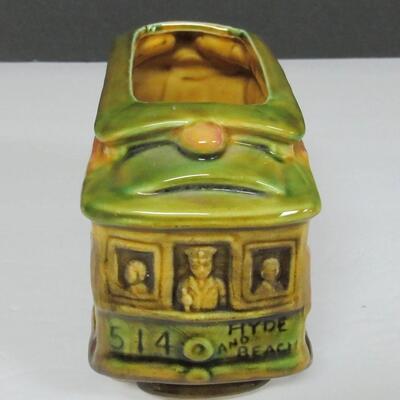 Vintage Pottery Cable Car Planter