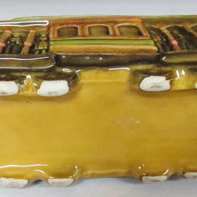 Vintage Pottery Cable Car Planter