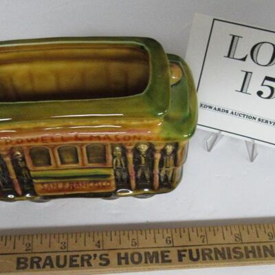 Vintage Pottery Cable Car Planter