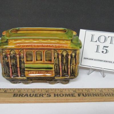Vintage Pottery Cable Car Planter