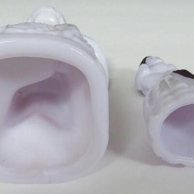 Older Boyd Glass Angel and Hand Painted Lady Figurine, Very Pale Lilac Color