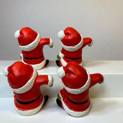 Lot 350: Vintage Santa & Mrs. Claus: Felt Figurines & Ceramic Candle Huggers