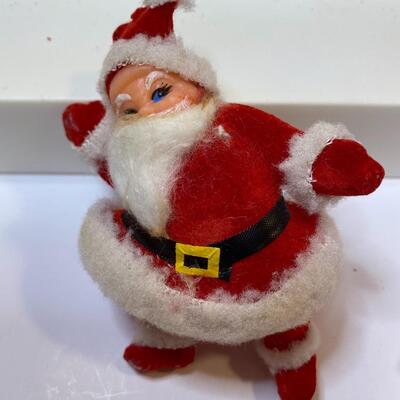 Lot 350: Vintage Santa & Mrs. Claus: Felt Figurines & Ceramic Candle Huggers