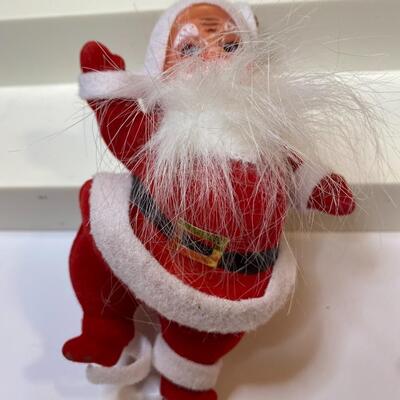Lot 350: Vintage Santa & Mrs. Claus: Felt Figurines & Ceramic Candle Huggers