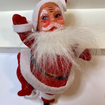 Lot 350: Vintage Santa & Mrs. Claus: Felt Figurines & Ceramic Candle Huggers
