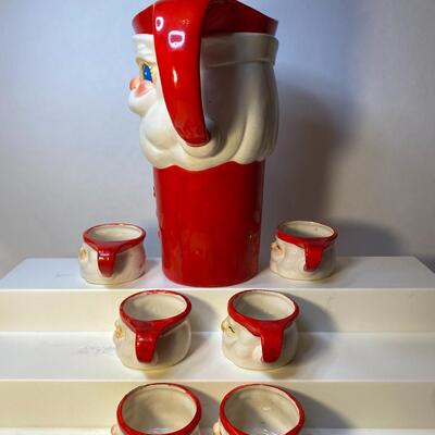 Lot 379: Hard to Find 1960 Howard Holt Vintage Santa Pitcher and Mugs