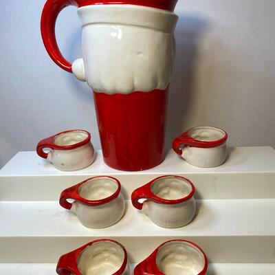Lot 379: Hard to Find 1960 Howard Holt Vintage Santa Pitcher and Mugs