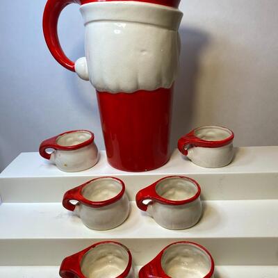 Lot 379: Hard to Find 1960 Howard Holt Vintage Santa Pitcher and Mugs