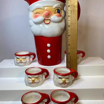 Lot 379: Hard to Find 1960 Howard Holt Vintage Santa Pitcher and Mugs